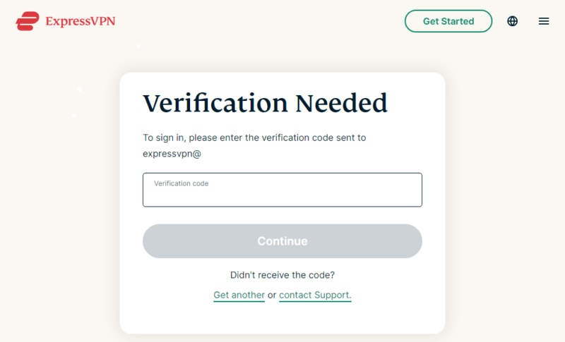 expressvpn verification code