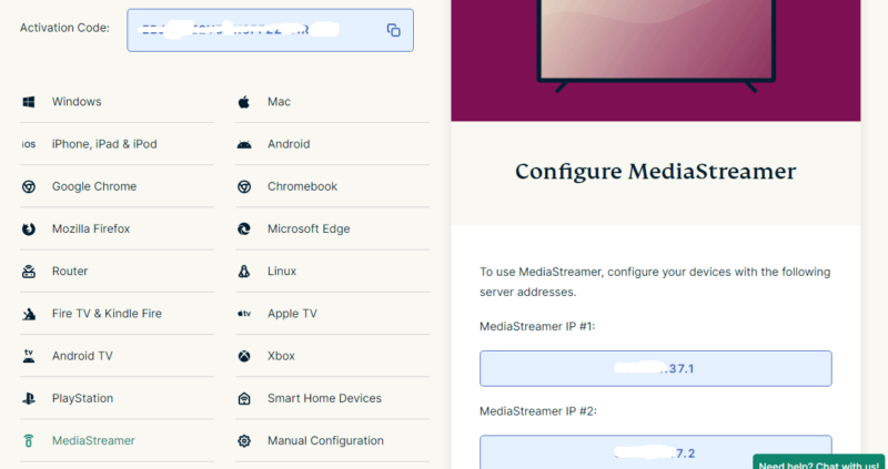 MediaStreamer dns server ip