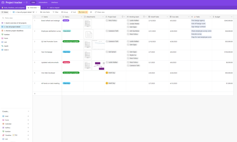 airtable spreadsheets