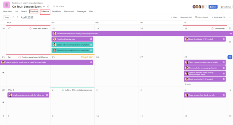 calendar view