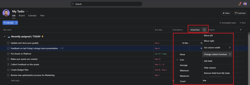 customizing your time tracking functions