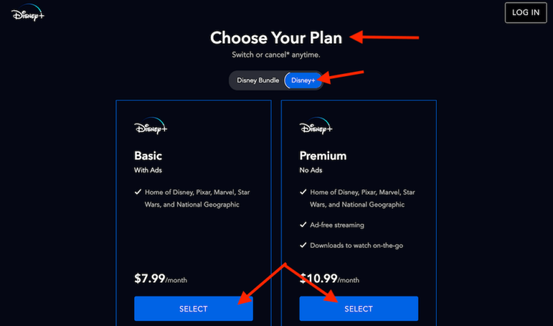 disney plus choose your plan