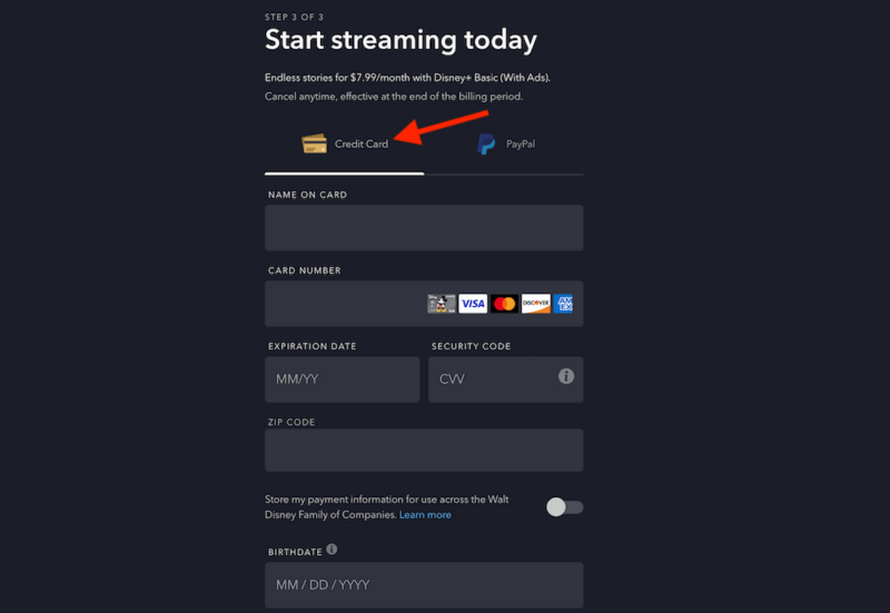 disney plus payment method