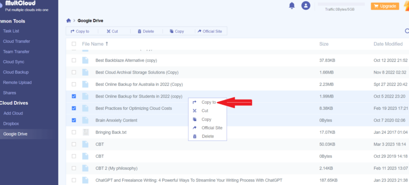 google dropbox copy to