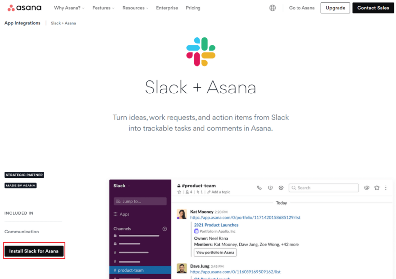 integrating slack with asana