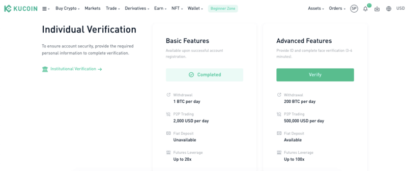 kucoin verification restrictions