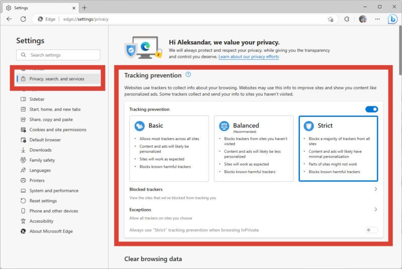 microsoft edge browser fingerprinting