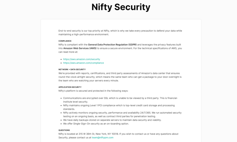 nifty security