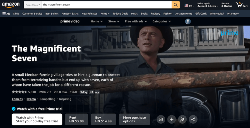 the magnificent seven on prime us