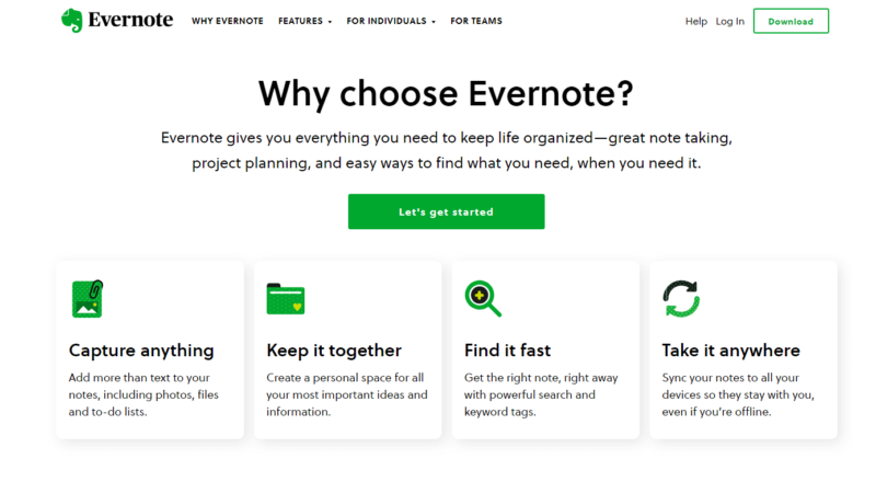 Evernote website