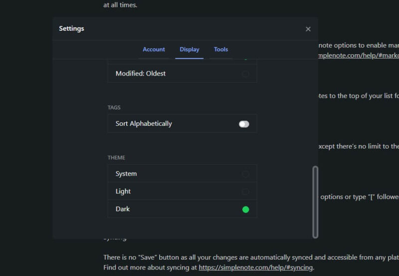 Simplenote customization