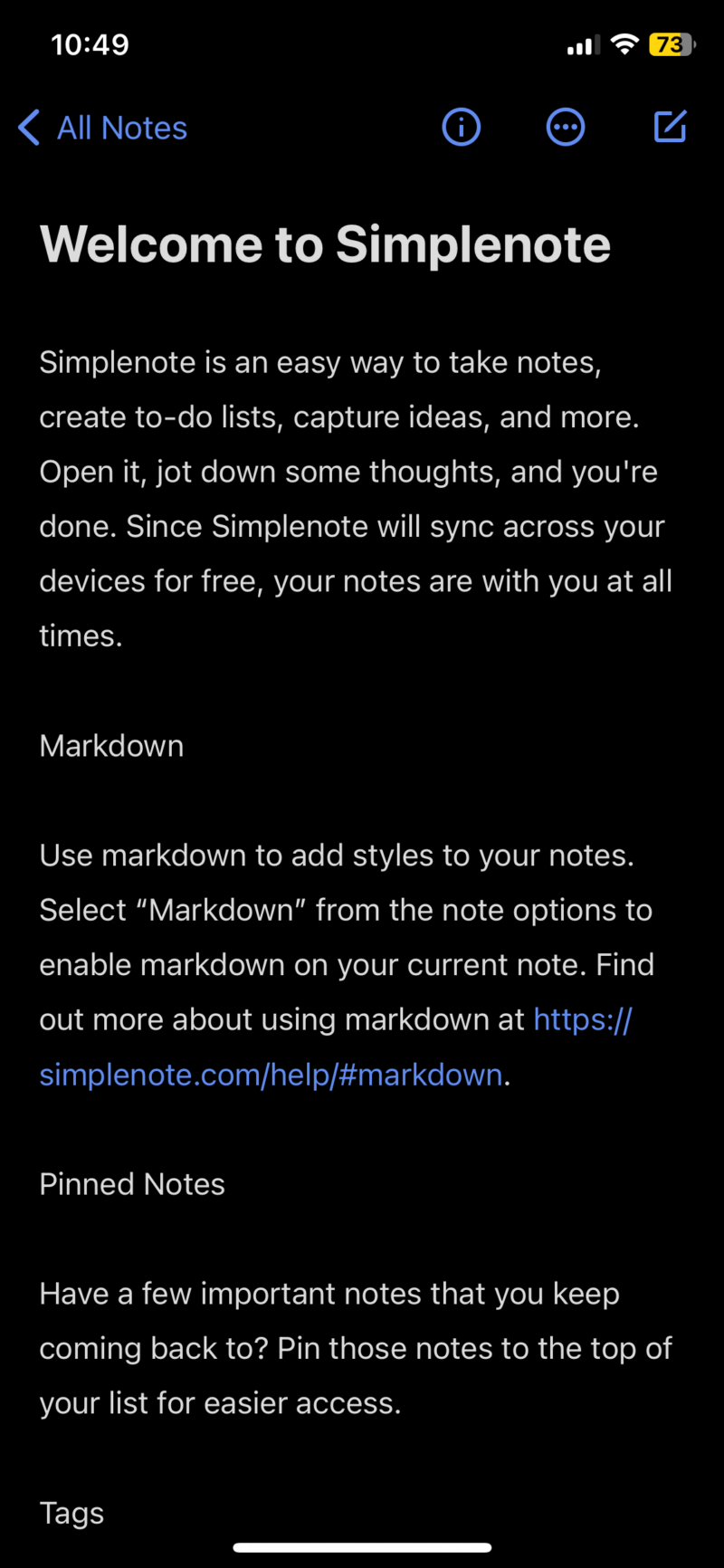 simplenote mobile app