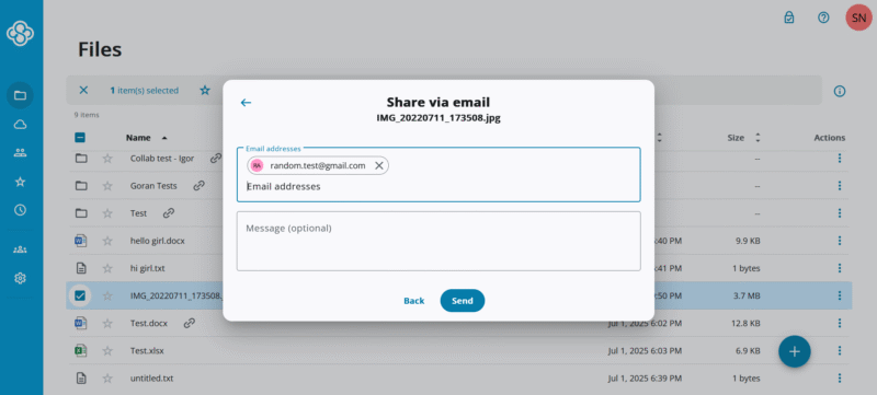 Sync.com email share NEW