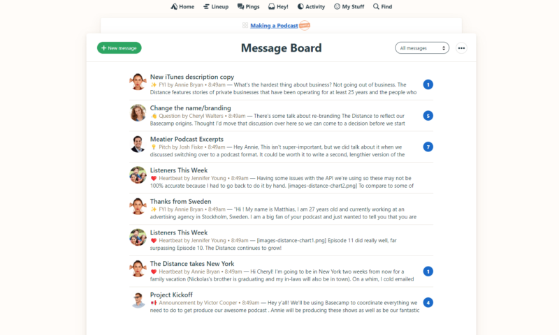 basecamp message board