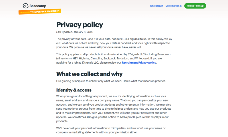 basecamp privacy