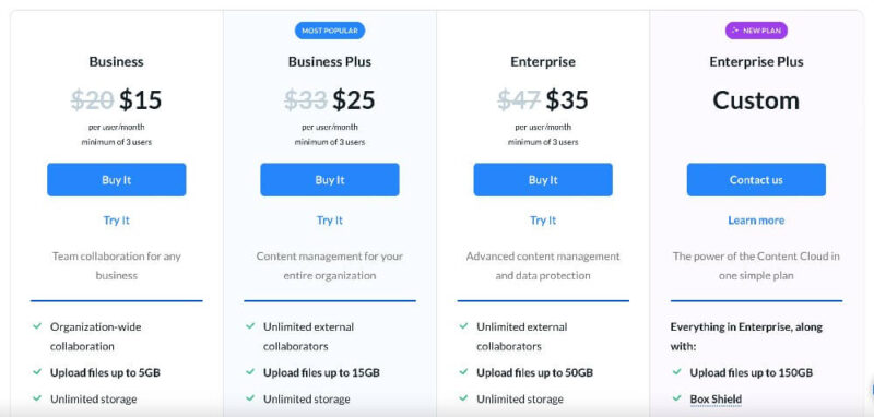 box pricing