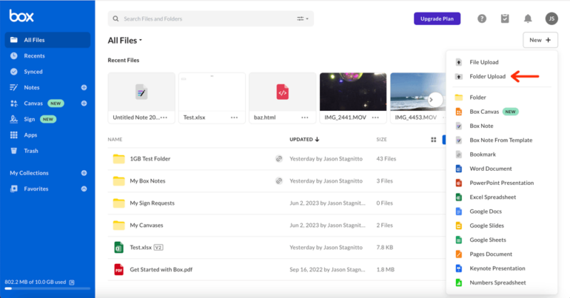 box upload folder
