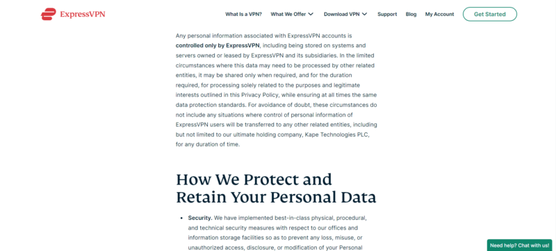 expressvpn privacy policy