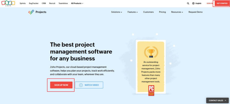 zoho projects get started
