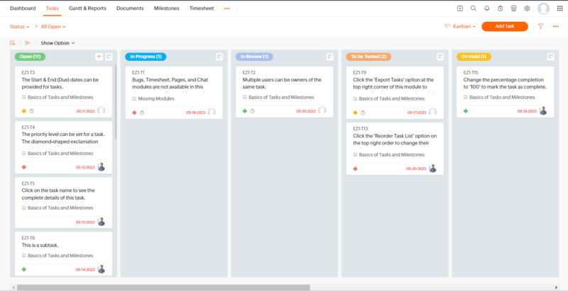 zoho kanban view