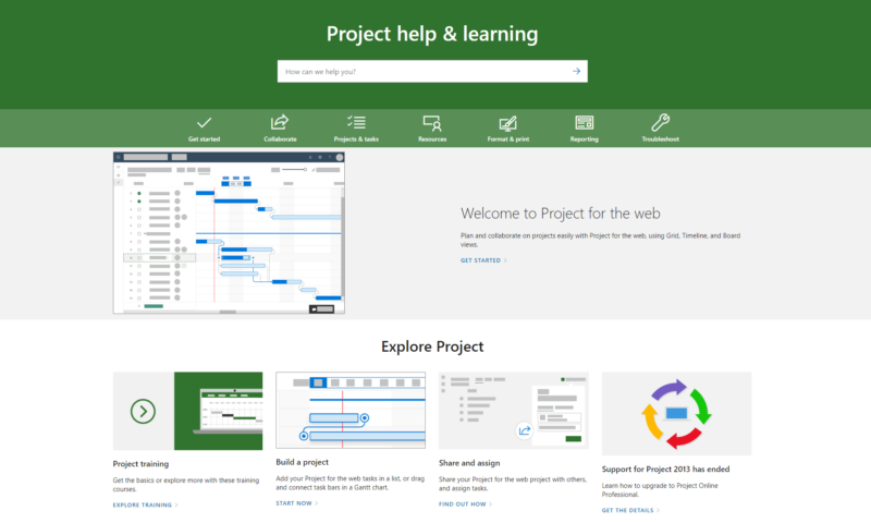 microsoft project learning