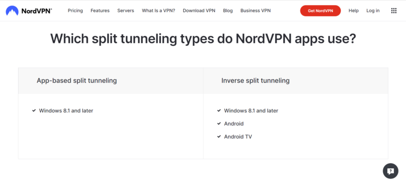 nordvpn split tunneling