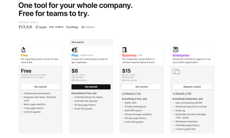 notion pricing