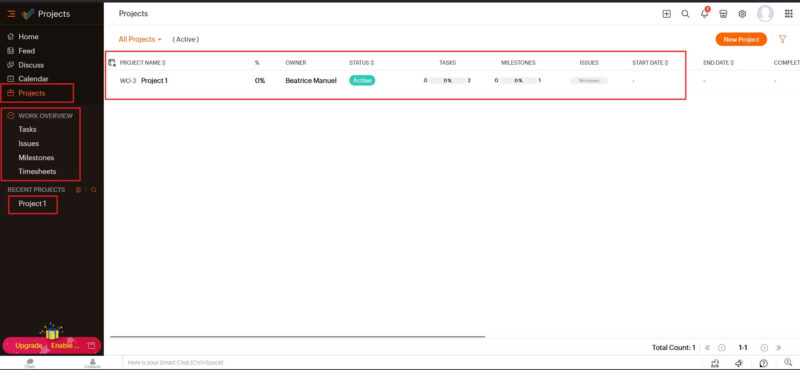 zoho project navigation