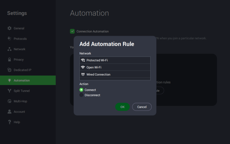 PIA connection automation