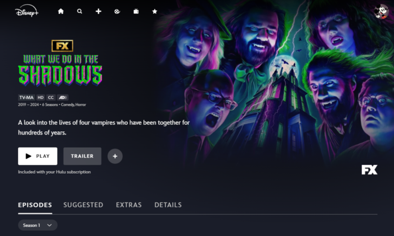 What We Do in the Shadow on Disney Plus with Hulu
