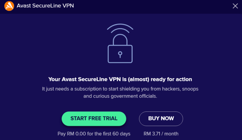 avastvpn start trial