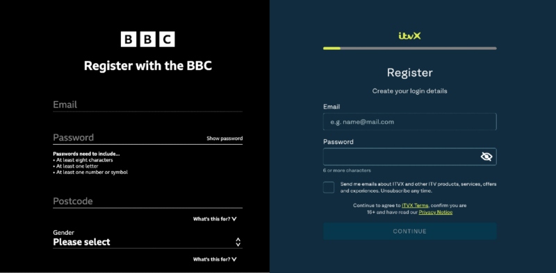 bbc iplayer itvx enter details