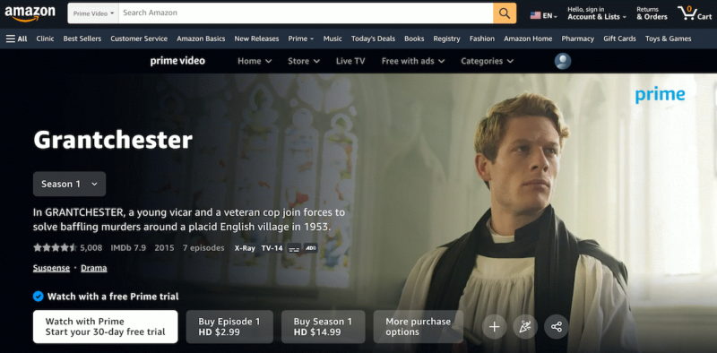 grantchester amazon prime video