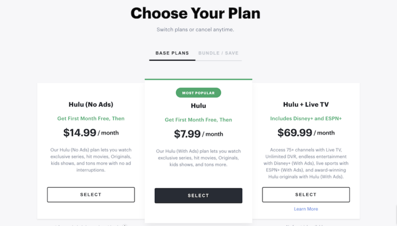 hulu plans