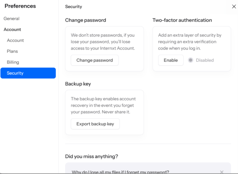 internxt drive security