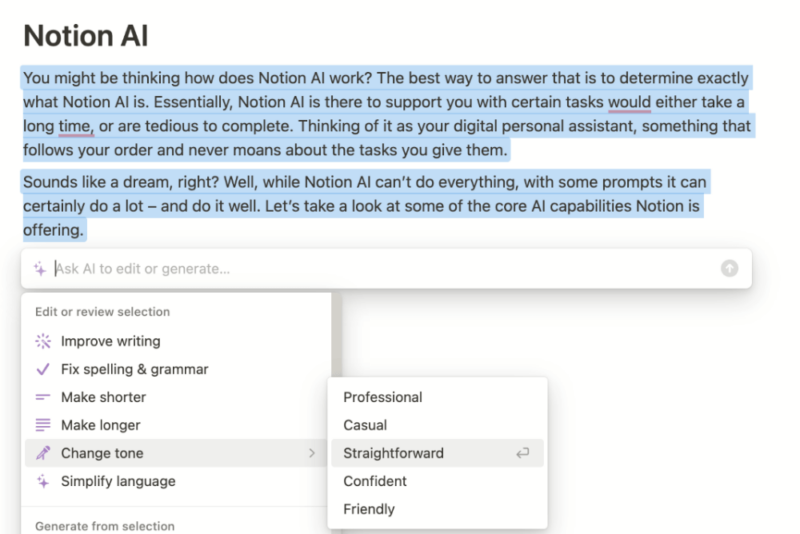 notion change tone
