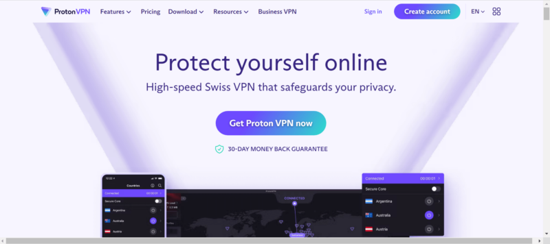 proton vpn homepage