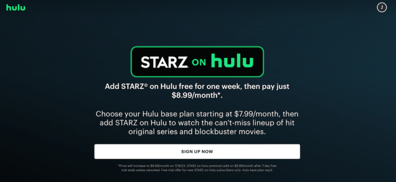 sign up starz add on hulu