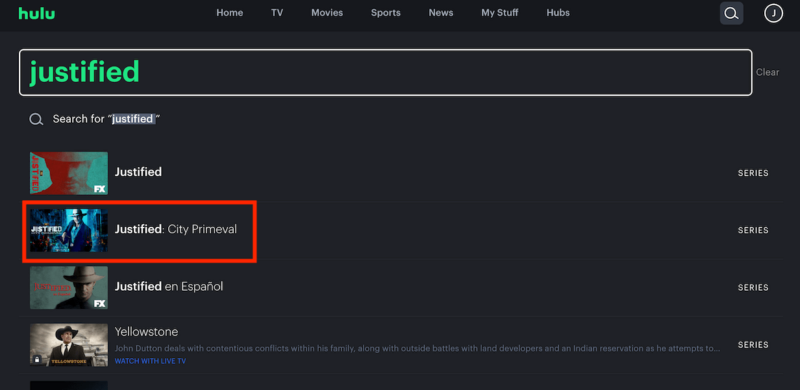 stream justified city primeval on hulu