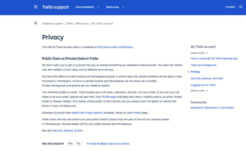 trello privacy