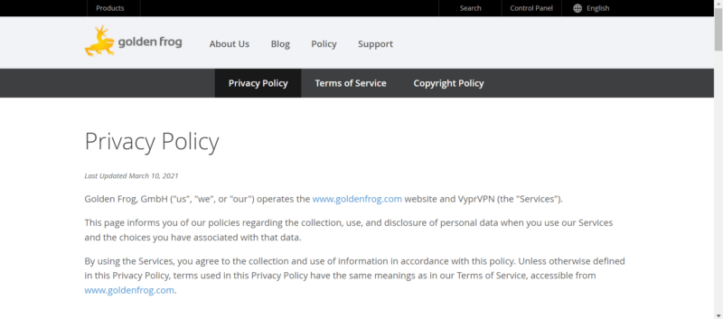 vyprvpn privacy policy