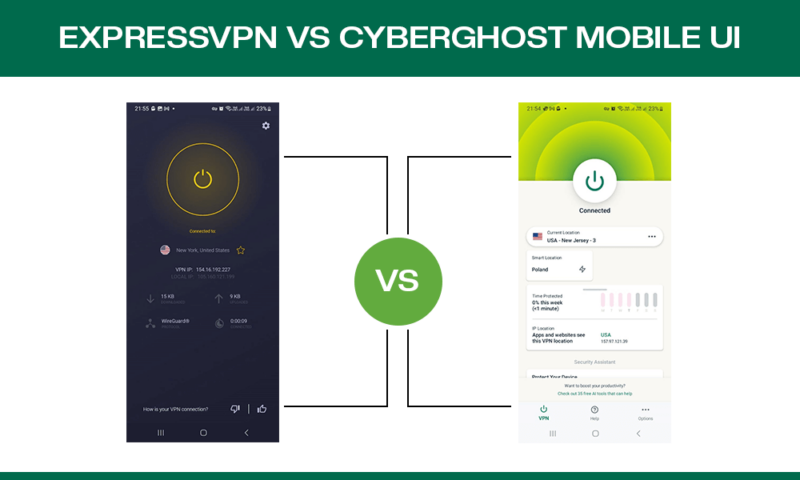 CyberGhost vs ExpressVPN UI