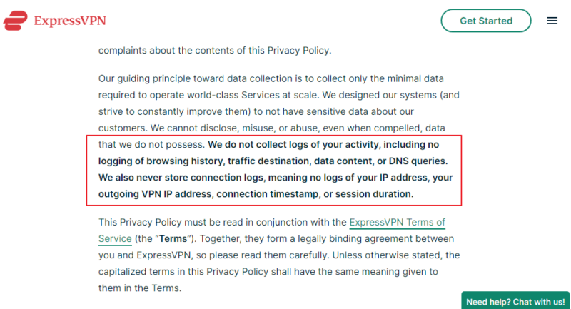 ExpressVPN privacy policy