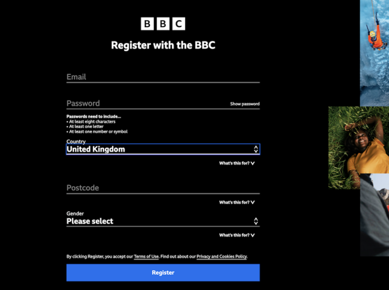 bbc iplayer create account
