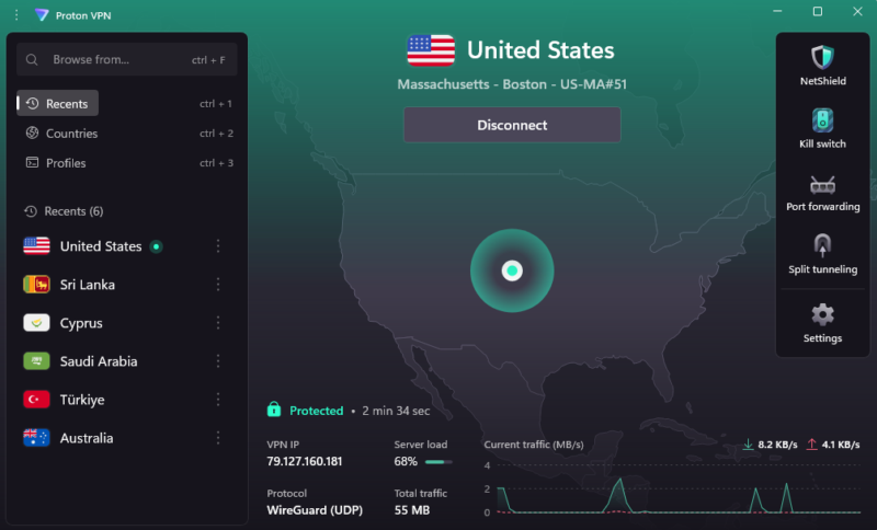 proton vpn us server