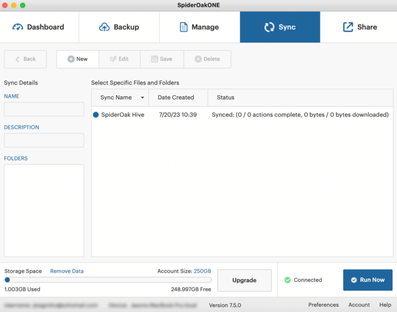 spideroak file sync