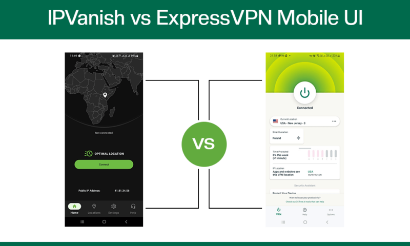ExpressVPN vs IPVanish mobile app