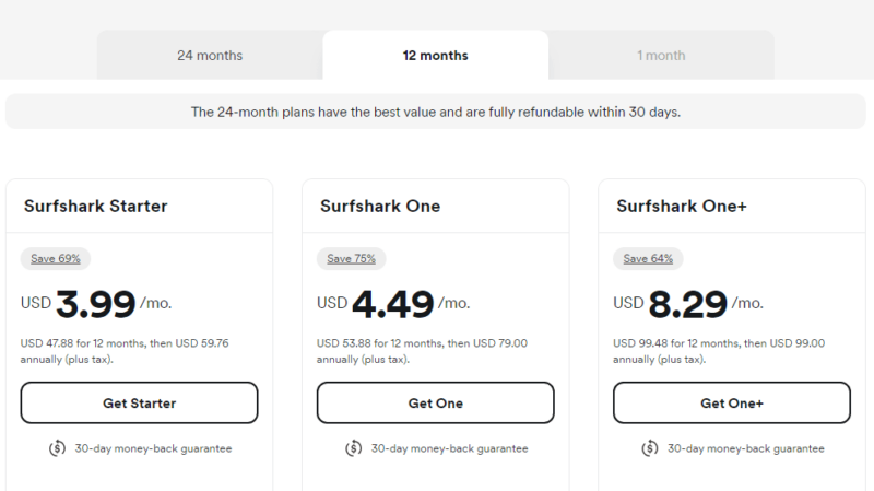 Surfshark One pricing