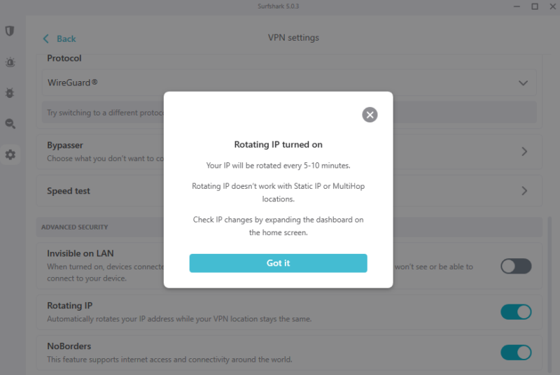 surfshark rotating ip