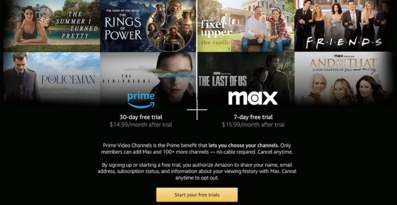 amazon prime video max trials